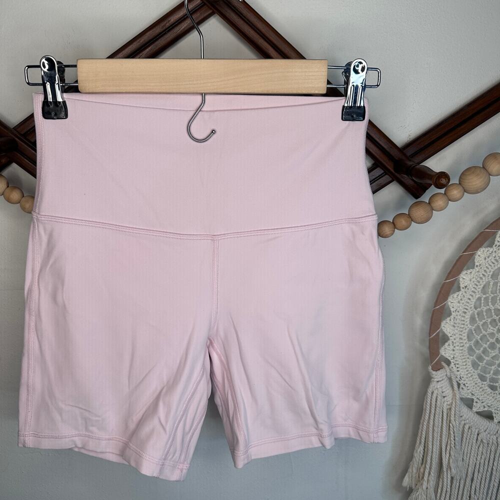 Lululemon Align Hi Rise Strawberry Milkshake Pink Biker Shorts - Picture 2 of 4